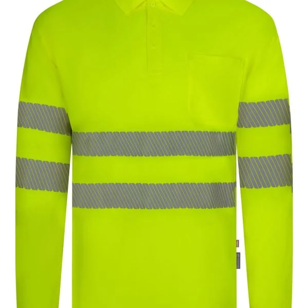 Long sleeve recycled polyester polo shirt with segmented tape gallery