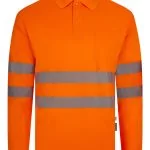 Long sleeve recycled polyester polo shirt with segmented tape
