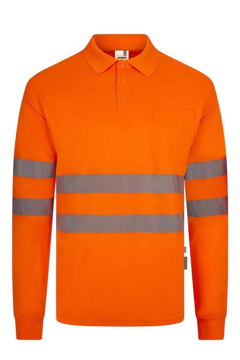 Long sleeve recycled polyester polo shirt with segmented tape