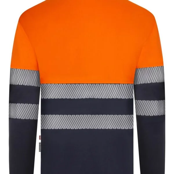 Long sleeve two-tone recycled polyester polo shirt with segmented tape gallery