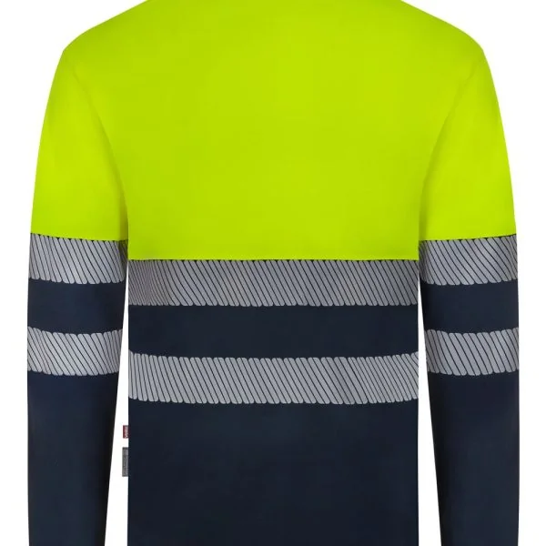 Long sleeve two-tone recycled polyester polo shirt with segmented tape gallery