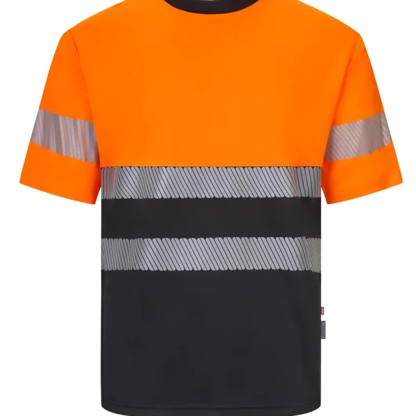 Short sleeve two-tone recycled polyester T-shirt with segmented tape gallery