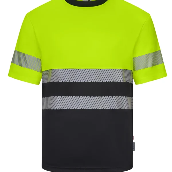 Short sleeve two-tone recycled polyester T-shirt with segmented tape gallery