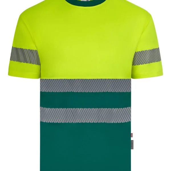 Short sleeve two-tone recycled polyester T-shirt with segmented tape gallery