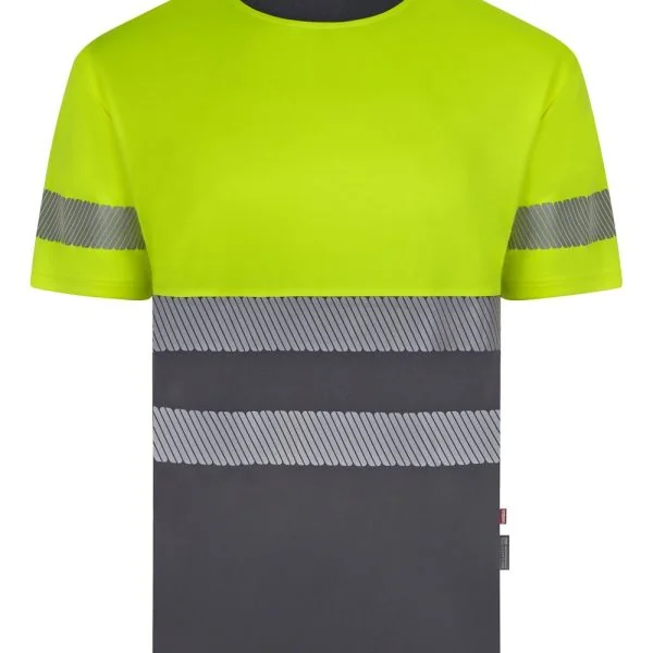 Short sleeve two-tone recycled polyester T-shirt with segmented tape gallery