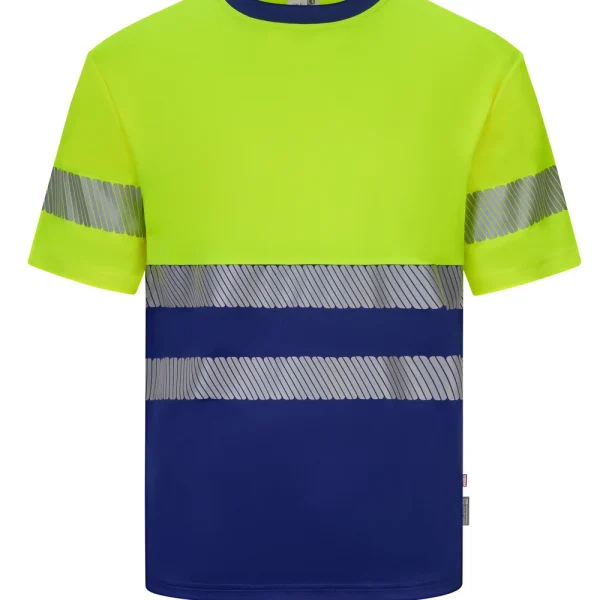 Short sleeve two-tone recycled polyester T-shirt with segmented tape gallery