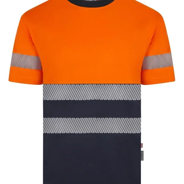 Short sleeve two-tone recycled polyester T-shirt with segmented tape gallery