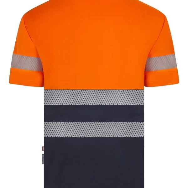 Short sleeve two-tone recycled polyester T-shirt with segmented tape gallery