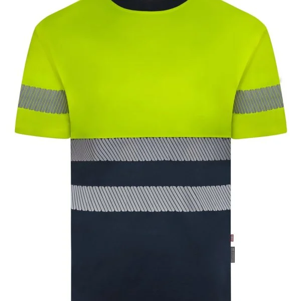 Short sleeve two-tone recycled polyester T-shirt with segmented tape gallery