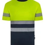 Short sleeve two-tone recycled polyester T-shirt with segmented tape