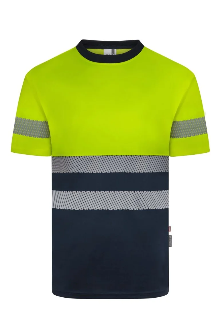 Short sleeve two-tone recycled polyester T-shirt with segmented tape