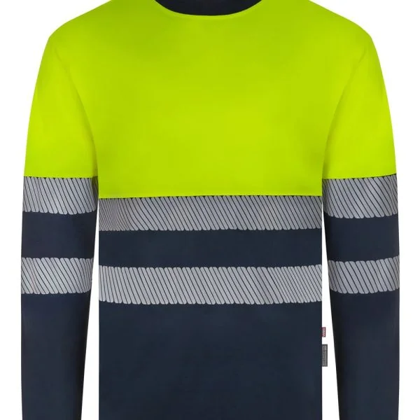 Long sleeve two-tone recycled polyester T-shirt with segmented tape gallery