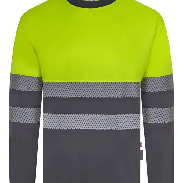Long sleeve two-tone recycled polyester T-shirt with segmented tape