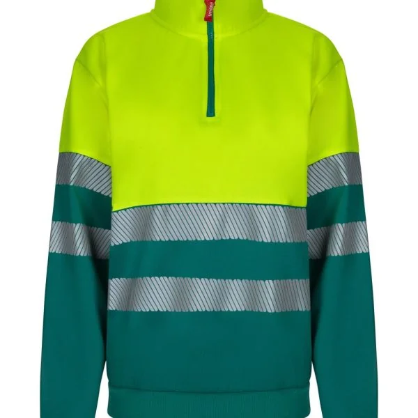 Two-tone half-zip sweatshirt with segmented tape gallery
