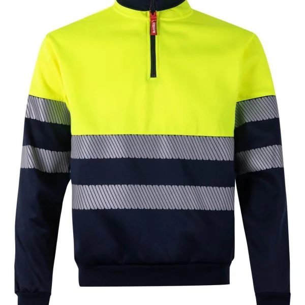 Two-tone half-zip sweatshirt with segmented tape gallery