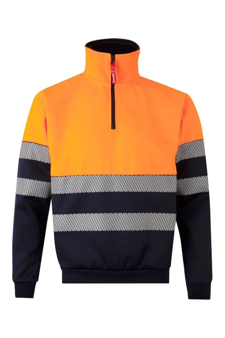 Two-tone half-zip sweatshirt with segmented tape