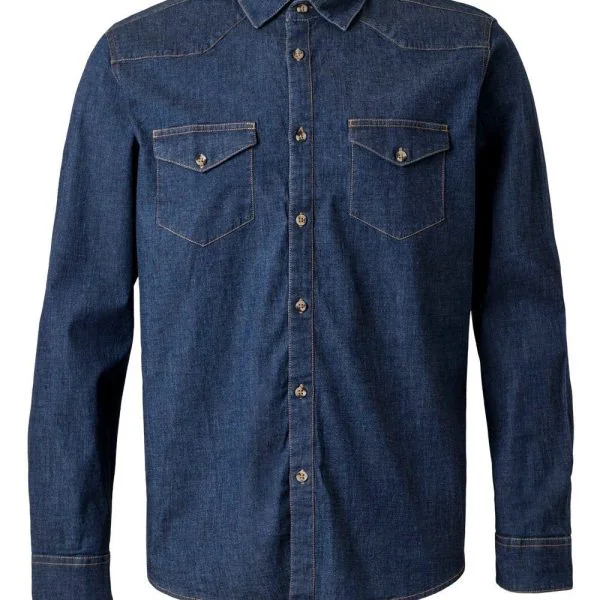Men's Long Sleeve Stretch Denim Shirt