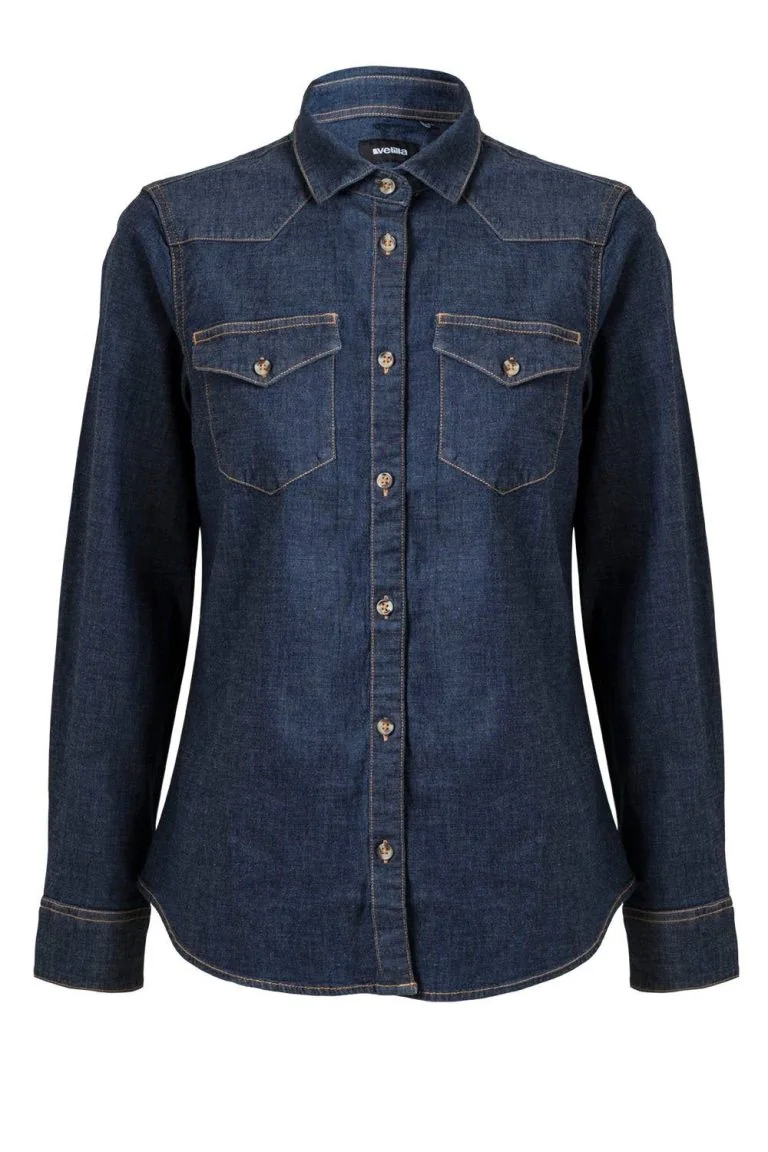 Women's Long Sleeve Stretch Denim Shirt