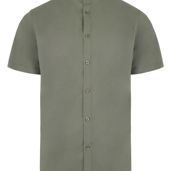 Men's Short Sleeve stretch neckband collar shirt gallery