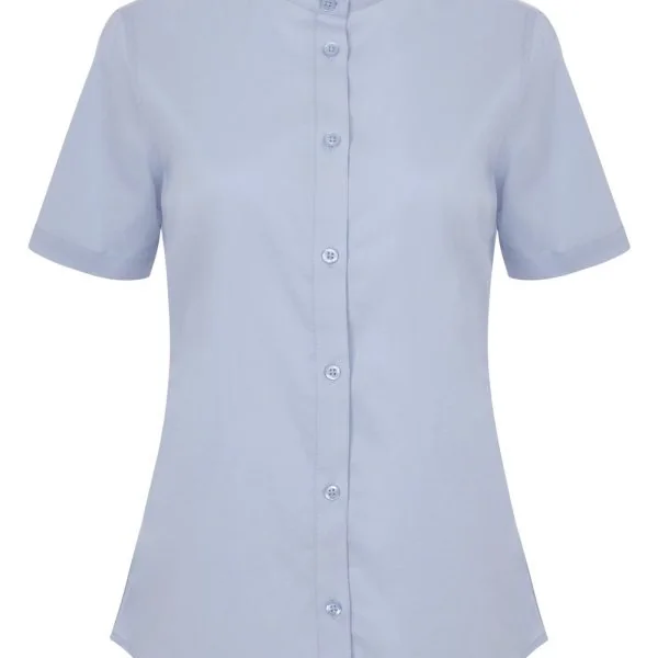 Women's Short Sleeve Stretch neckband collar shirt gallery