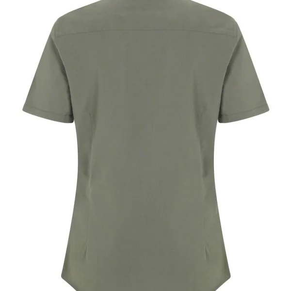 Women's Short Sleeve Stretch neckband collar shirt gallery