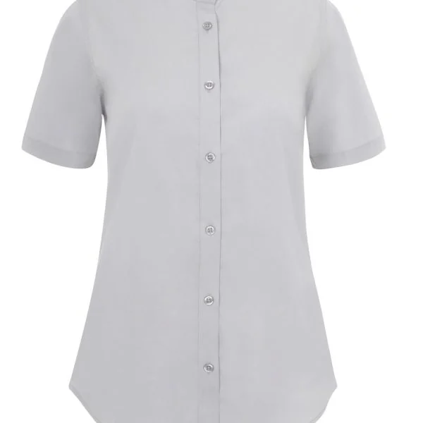 Women's Short Sleeve Stretch neckband collar shirt gallery