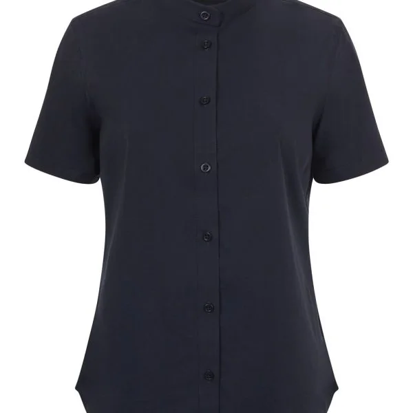 Women's Short Sleeve Stretch neckband collar shirt gallery