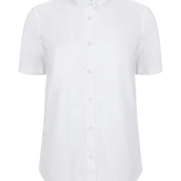 Women's Short Sleeve Stretch neckband collar shirt