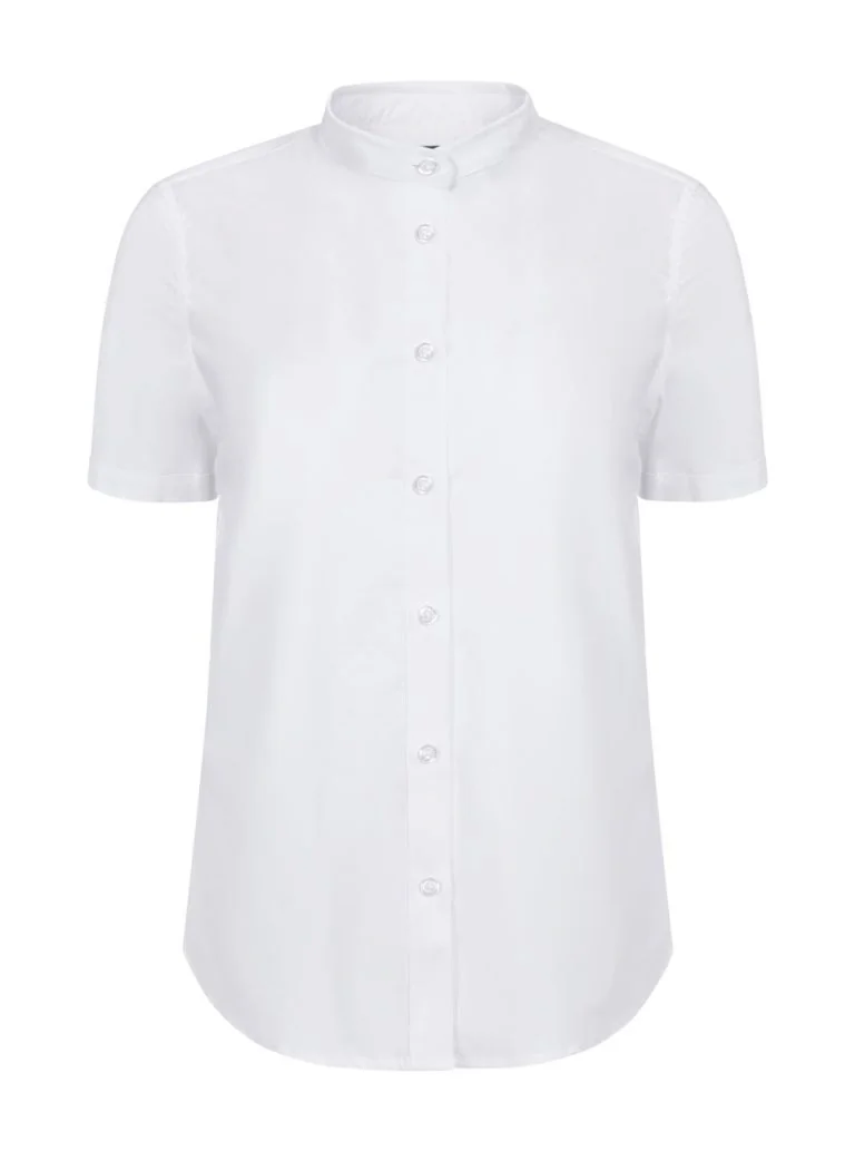 Women's Short Sleeve Stretch neckband collar shirt