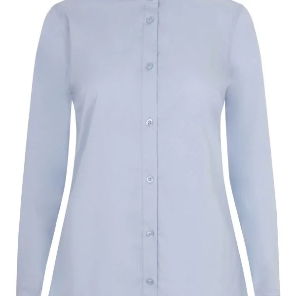 Women's Long Sleeve Stretch neckband collar Shirt gallery