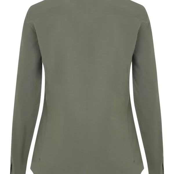 Women's Long Sleeve Stretch neckband collar Shirt gallery