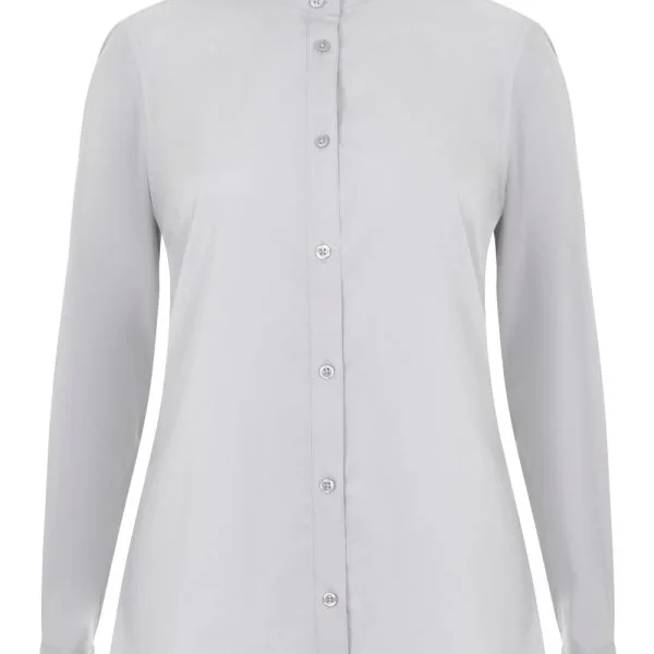 Women's Long Sleeve Stretch neckband collar Shirt gallery