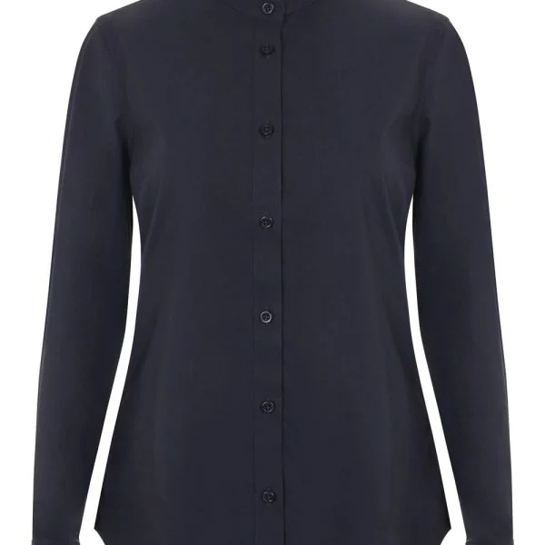 Women's Long Sleeve Stretch neckband collar Shirt gallery