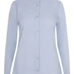 Women's Long Sleeve Stretch neckband collar Shirt