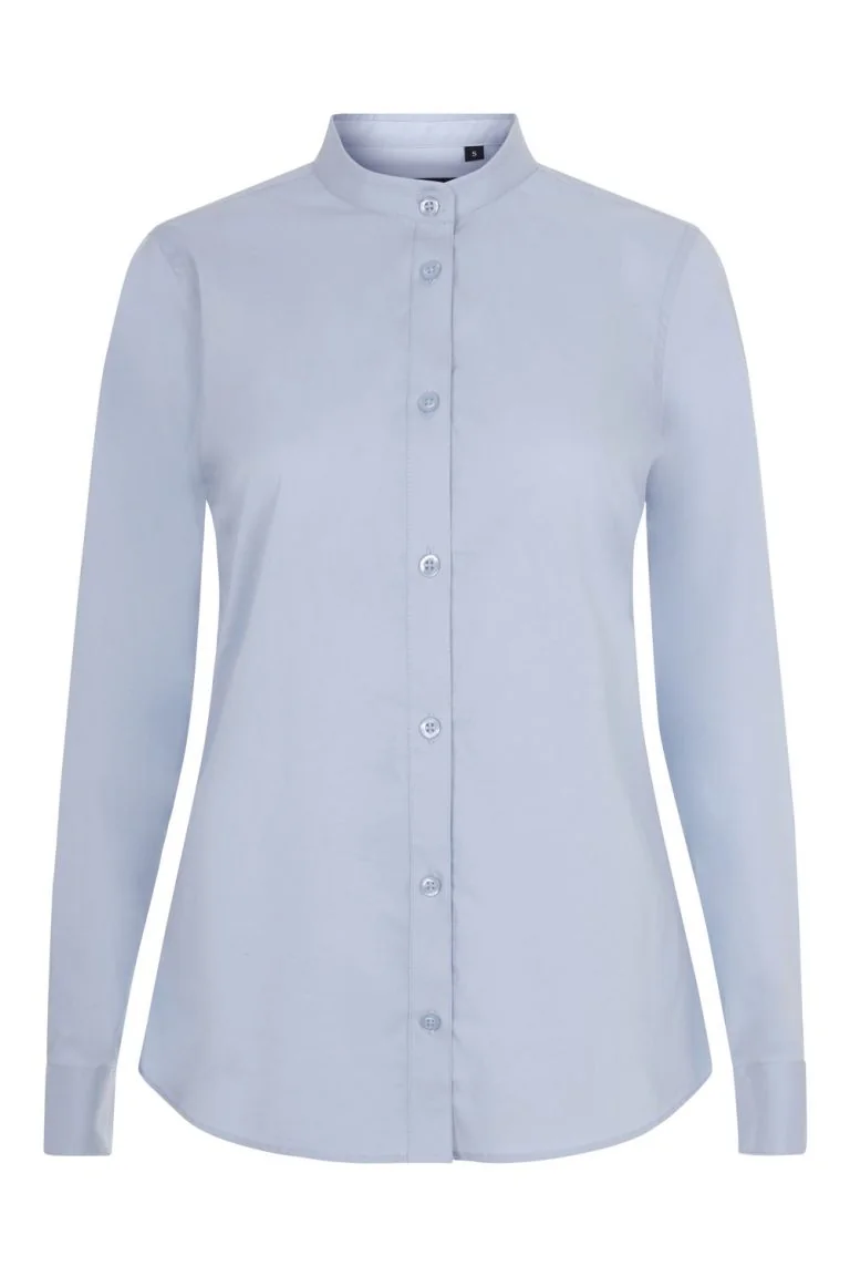 Women's Long Sleeve Stretch neckband collar Shirt