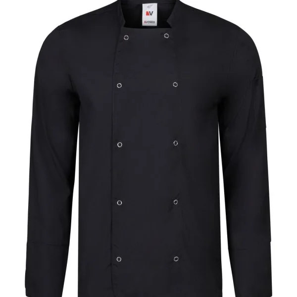 Long sleeve kitchen jacket with snap buttons gallery