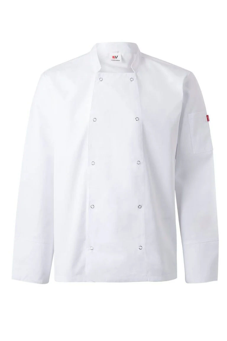 Long sleeve kitchen jacket with snap buttons